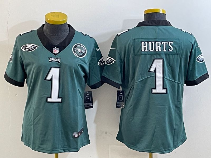 Youth Philadelphia Eagles #1 Hurts Green 2025 Nike Vapor Limited NFL Jersey style 5->youth nfl jersey->Youth Jersey